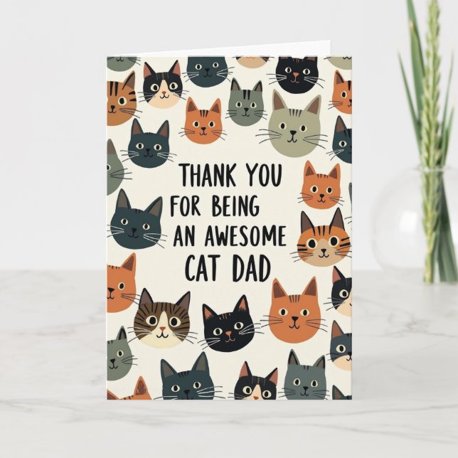 Awesome Cat Dad Faces Card (Front)
