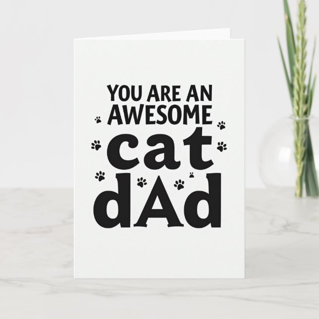 Awesome Cat Dad Paw Prints Card (Front)
