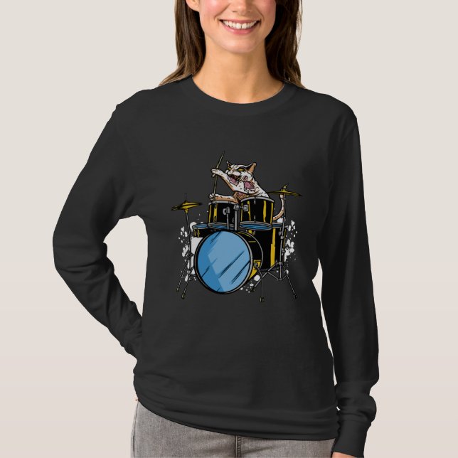 Awesome Cat Drummer T-Shirt (Front)