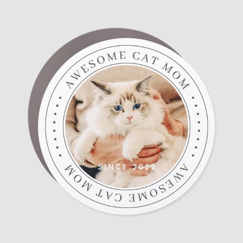 Awesome Cat Mom Since 20XX Classic Simple Photo Car Magnet