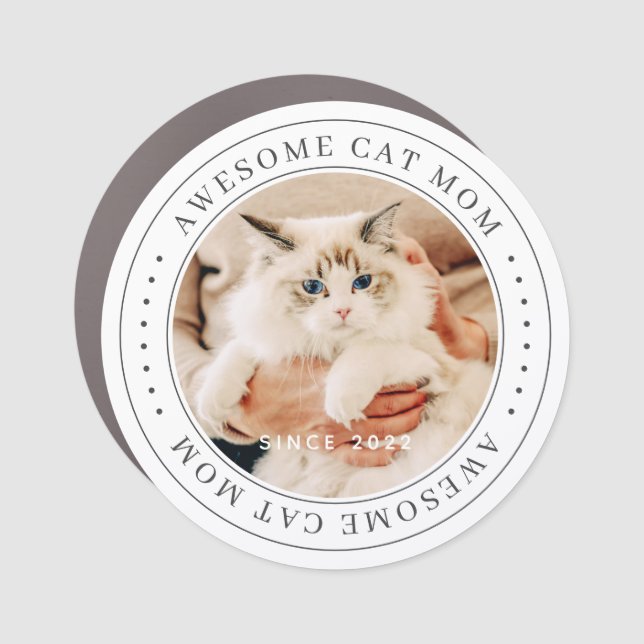 Awesome Cat Mom Since 20XX Classic Simple Photo Car Magnet (Front)
