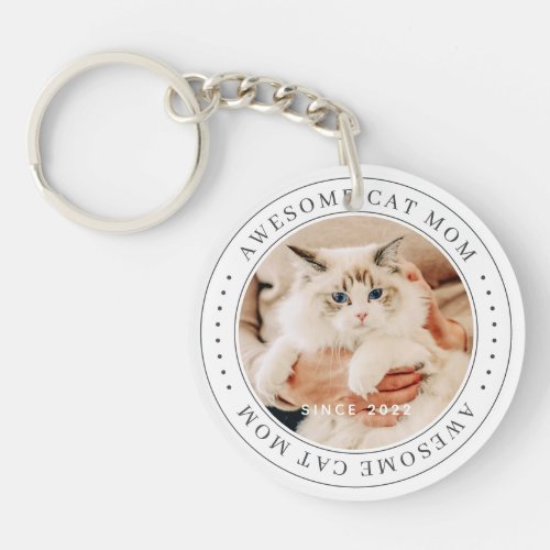Awesome Cat Mom Since 20XX Classic Simple Photo Keychain