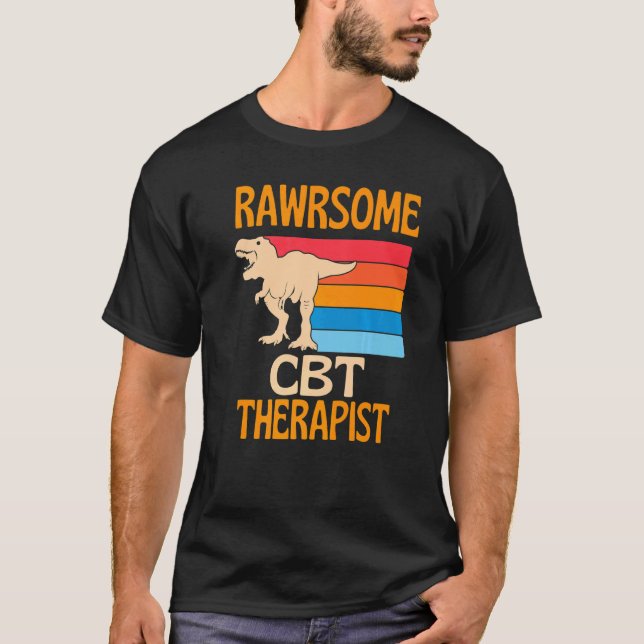 Awesome Cbt Therapist Dinosaur T-Shirt (Front)