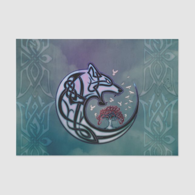 Awesome celtic wolf with tree tissue paper (Front)