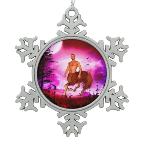 Awesome centaur snowflake pewter christmas ornament