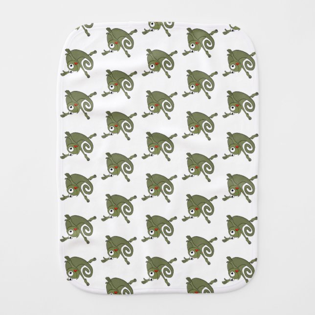 Awesome Chameleon Baby Burp Cloth (Front)