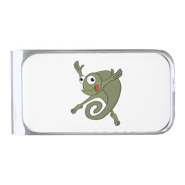 Awesome Chameleon Silver Finish Money Clip (Front)