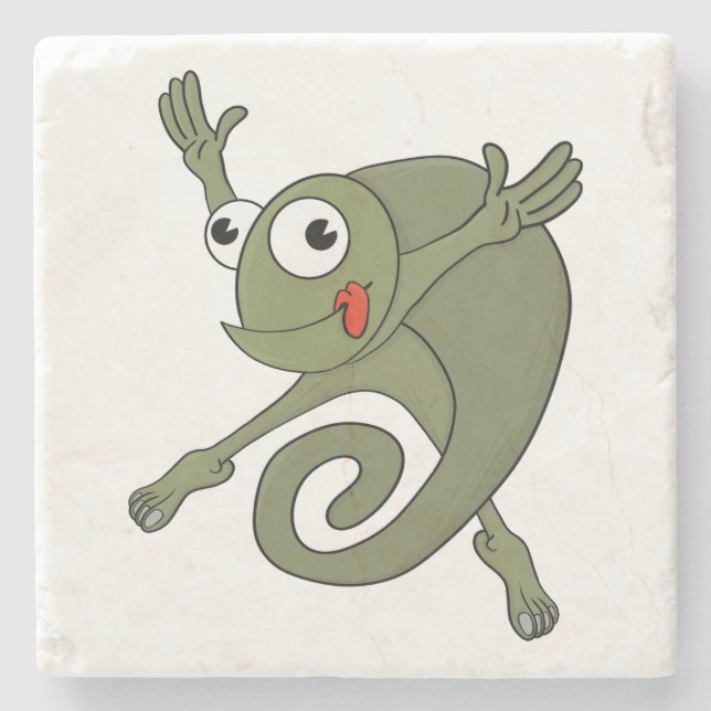 Awesome Chameleon Stone Coaster (Front)