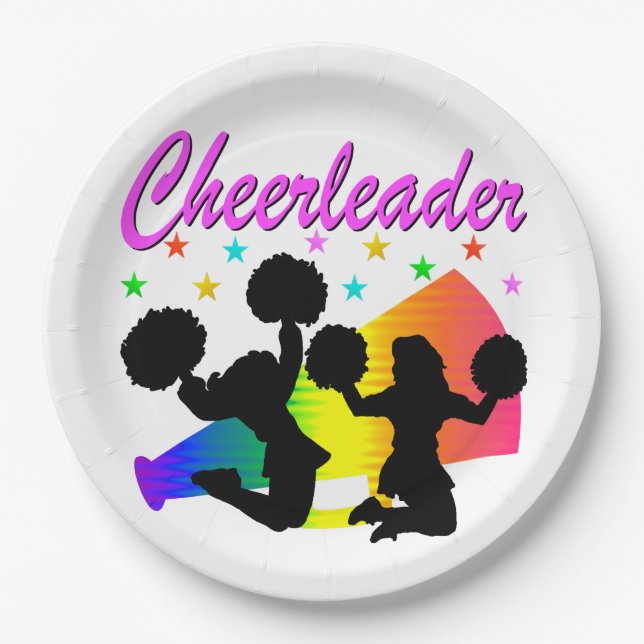 AWESOME CHEERLEADER MEGAPHONE DESIGN PAPER PLATES (Front)