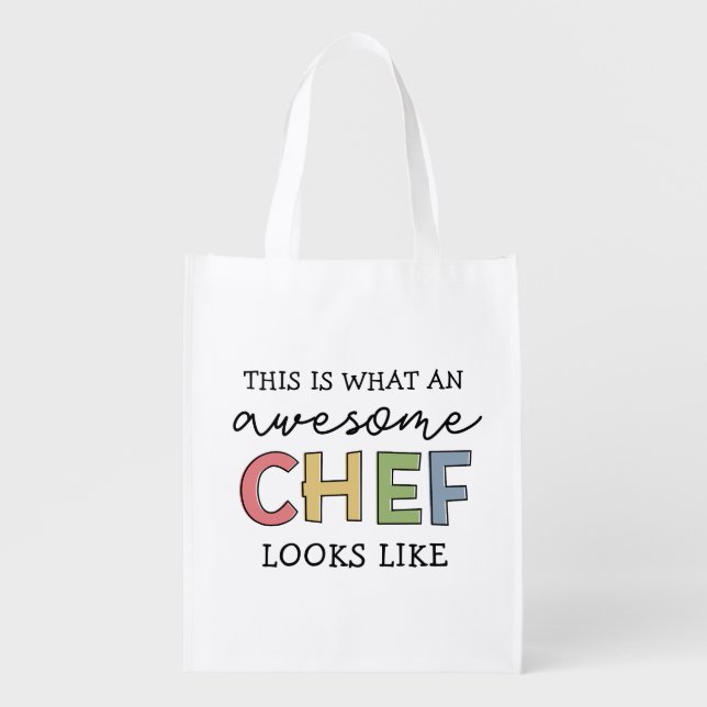 Awesome Chef Gifts | Best Chef Ever Funny Gift Grocery Bag (Front)