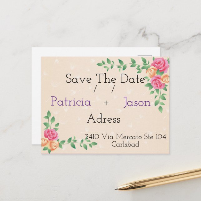 awesome chic design save the date announcement postcard (Front/Back In Situ)