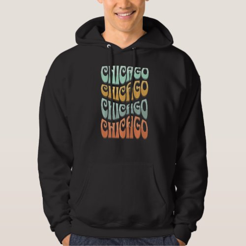 Awesome Chicago Illinois Groovy Retro 60s 70s Styl Hoodie