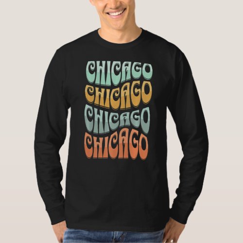 Awesome Chicago Illinois Groovy Retro 60s 70s Styl T_Shirt