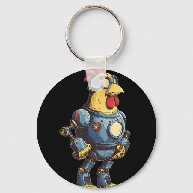 Awesome Chicken Robot For Future Animals Lovers  Keychain (Front)