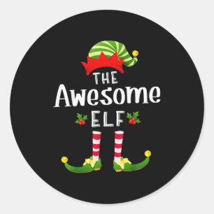 Awesome Christmas Elf Matching Pajama X-mas Party Classic Round Sticker