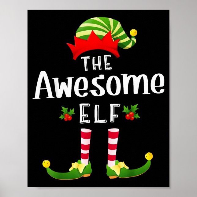 Awesome Christmas Elf Matching Pajama X-mas Party  Poster (Front)