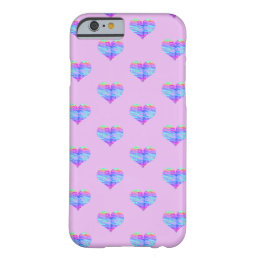 Awesome Chrome Metallic Neon Rainbow Heart Pattern Barely There iPhone 6 Case