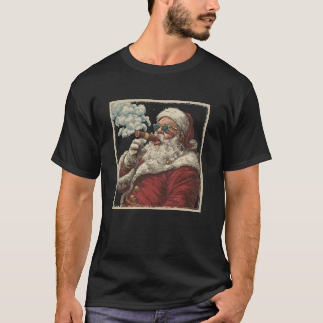 Awesome Cigar Santa Graphic T-Shirt (Front)