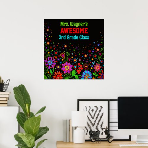 Awesome Class Colorful Floral Personalized Poster