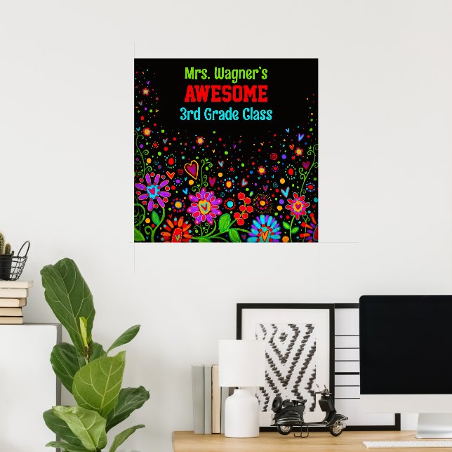 Awesome Class Colorful Floral Personalized Poster (Home Office)