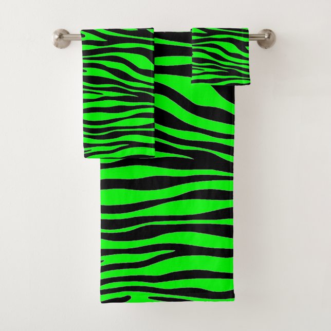 Awesome Color Combination Lime Green Zebra Bath Towel Set (Insitu)