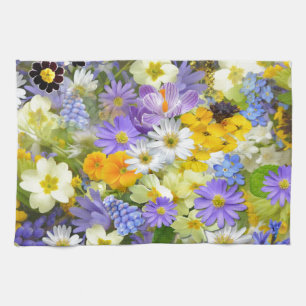 Awesome Colorful Garden Flowers Design Towel