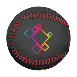 Awesome Colorful Squares on Black No. 1 Baseball