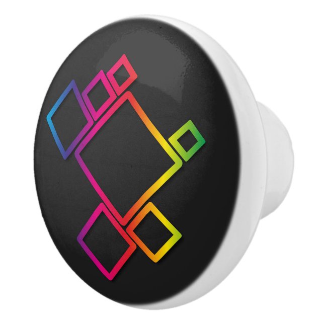 Awesome Colorful Squares on Black No. 1 Ceramic Knob (Right)