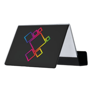 Awesome Colorful Squares on Black No. 1 Desk Business Card Holder