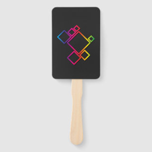 Awesome Colorful Squares on Black No. 1 Hand Fan