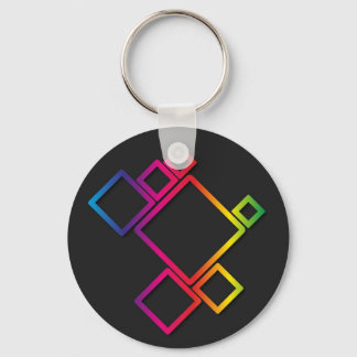 Awesome Colorful Squares on Black No. 1 Keychain