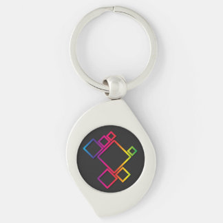 Awesome Colorful Squares on Black No. 1 Keychain