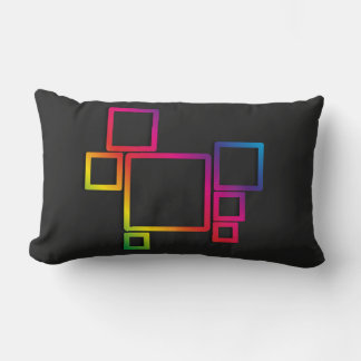 Awesome Colorful Squares on Black No. 1 Lumbar Pillow