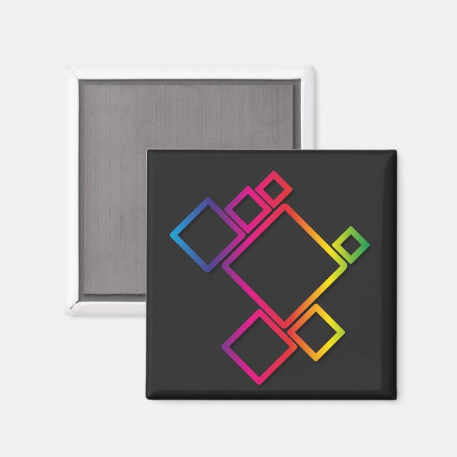 Awesome Colorful Squares on Black No. 1 Magnet (Front/Back)