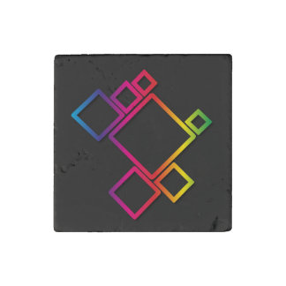 Awesome Colorful Squares on Black No. 1 Stone Magnet