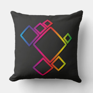Awesome Colorful Squares on Black No. 1 Throw Pillow