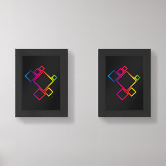 Awesome Colorful Squares on Black No. 1 Wall Art Sets
