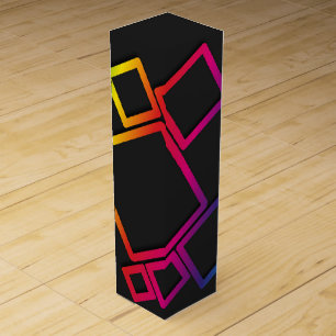 Awesome Colorful Squares on Black No. 1 Wine Box