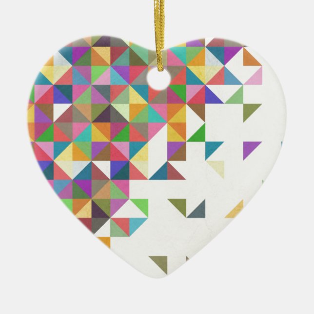Awesome colourful retro geometric pattern ceramic ornament (Front)
