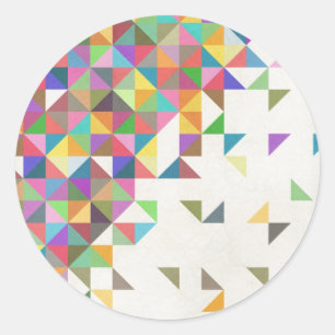 Awesome colourful retro geometric pattern classic round sticker