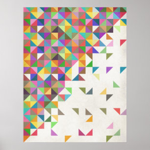 Awesome colourful retro geometric pattern poster