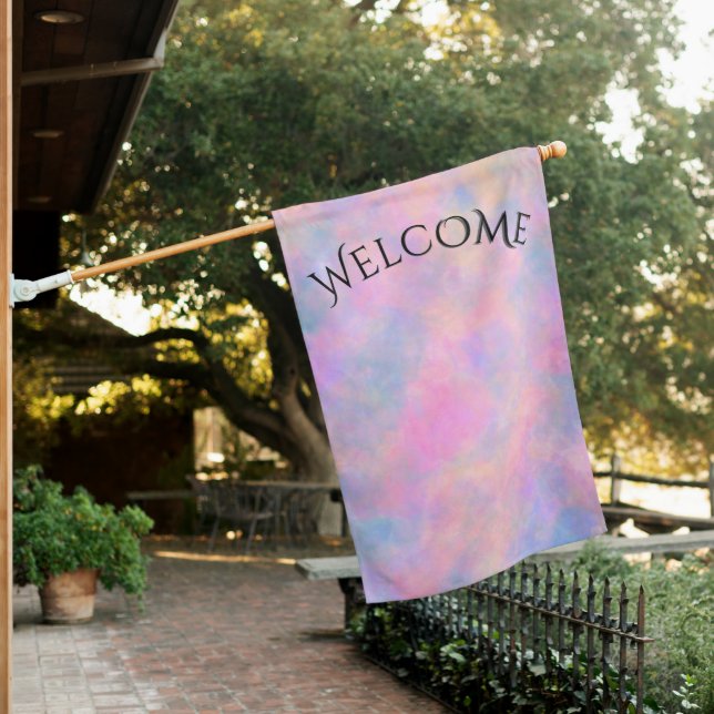 Awesome Combination of Pastel Colors Welcome House Flag (In SItu)