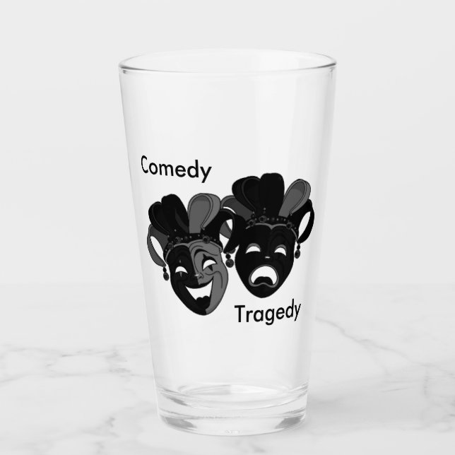 Awesome Comedy and Tragedy Theater Jester Masks Glass (Front)