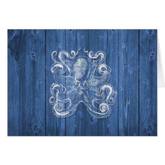 awesome cool Antique effect white octopus Cards (Front Horizontal)