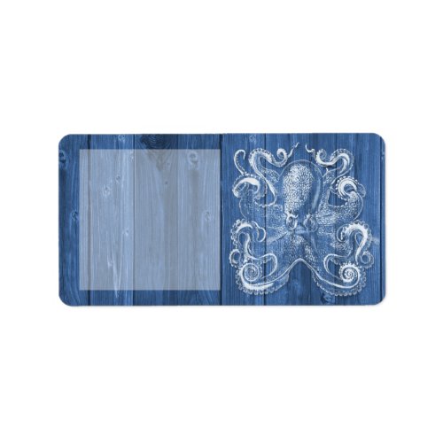 awesome cool Antique effect white octopus Label