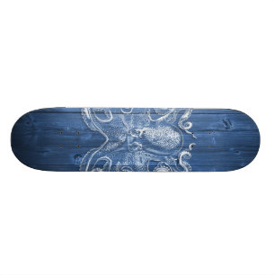 awesome cool Antique effect white octopus Skateboard Deck