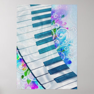 Awesome cool blue circular  piano light effect poster