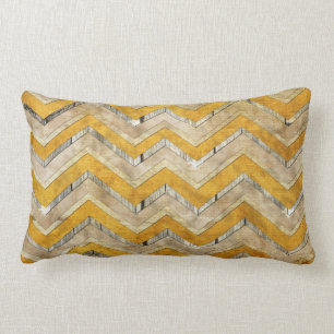 Awesome cool chevron zigzag pattern wood marble lumbar pillow