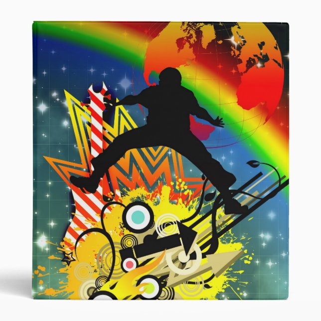 Awesome cool music dancer silhouette guitar planet binder (Front)