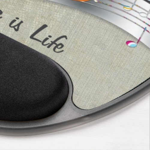 Awesome cool Music is Life colourful music notes Gel Mouse Pad